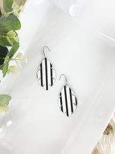 Load image into Gallery viewer, Matte Black and White Straight Striped Leather Earrings - E19-1660
