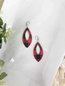 Mini Buffalo Plaid Leather Earrings - E19-1664