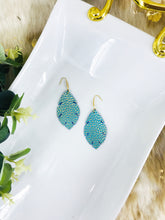 Load image into Gallery viewer, Gold Tipped Mint Embossed Leather Earrings - E19-1677