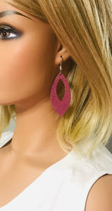 Deep Raspberry Dazzle Leather Earrings - E19-1678