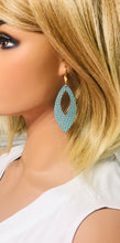 Load image into Gallery viewer, Gold Tipped Mint Embossed Leather Earrings - E19-1686