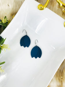 Air Force Blue Leather Earrings - E19-1704