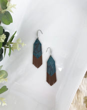 Load image into Gallery viewer, Brown and Turquoise Genuine Leather Earrings - E19-170