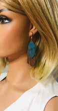 Load image into Gallery viewer, Brown and Turquoise Genuine Leather Earrings - E19-170