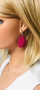 Fuchsia Hot Pink Leather Earrings - E19-1710