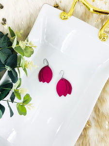 Fuchsia Hot Pink Leather Earrings - E19-1710