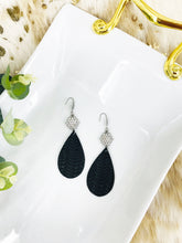 Load image into Gallery viewer, Black Braided Fishtail Leather and Rhinestone Earrings - E19-1740