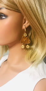 Rustic Pecan Genuine Leather Earrings - E19-1755