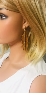 Rustic Pecan Genuine Leather Earrings - E19-1759