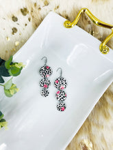 Load image into Gallery viewer, Roses over Black Spotted Leopard Leather Earrings - E19-1765