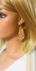 Rustic Pecan Genuine Leather Earrings - E19-1767