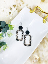 Load image into Gallery viewer, Black Leather and Cheetah Cork Leather Earrings - E19-1782