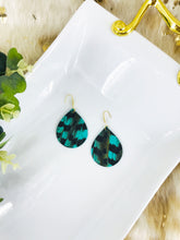 Load image into Gallery viewer, Pheasant Feathers on Aqua Leather Earrings - E19-1785