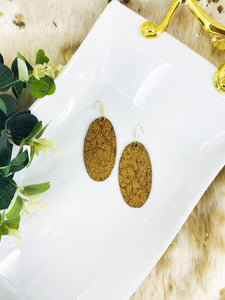 Vintage Crackle Gold Halo Leather Earrings - E19-1797