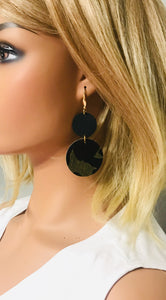 Black Leather and Hair on Camo Leather Earrings - E19-1798