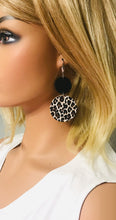 Load image into Gallery viewer, Black Leather and Cheetah Cork Leather Earrings - E19-1802