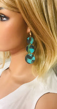 Load image into Gallery viewer, Pheasant Feathers on Aqua Leather Earrings - E19-1815