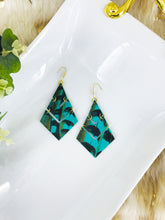 Load image into Gallery viewer, Pheasant Feathers on Aqua Leather Earrings - E19-1825