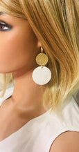 Load image into Gallery viewer, Gold Leather and White Birch Cork Leather Earrings - E19-1827