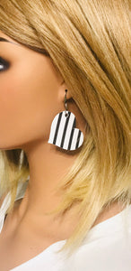Black and White Striped Leather Earrings - E19-1844
