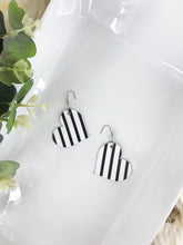 Load image into Gallery viewer, Black and White Striped Leather Earrings - E19-1844