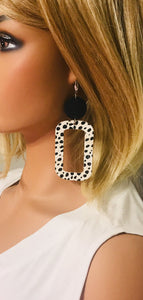 Black and White Cheetah Leather Earrings - E19-1845