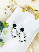Load image into Gallery viewer, Black and White Cheetah Leather Earrings - E19-1845