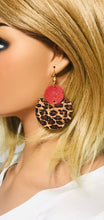 Load image into Gallery viewer, Baby Cheetah and Red Dazzle Leather Earrings - E19-1846