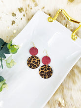 Load image into Gallery viewer, Cork on Leather and Red Dazzle Leather Earrings - E19-1851