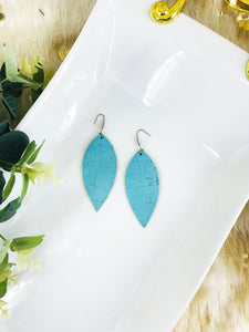 Pearlized Turquoise Cork Leather Earrings - E19-1852