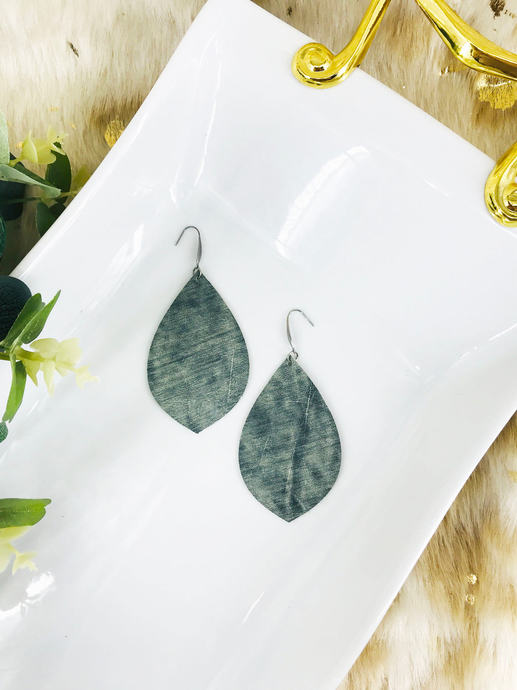 Distressed Leather Earrings - E19-1855