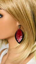 Load image into Gallery viewer, Black and Red Genuine Leather Earrings -E19-1866