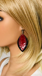 Black and Red Genuine Leather Earrings -E19-1866