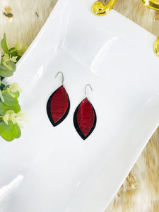 Black and Red Genuine Leather Earrings -E19-1866