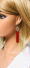 Load image into Gallery viewer, Red Leather and Rhinestone Earrings - E19-188