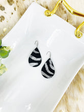 Load image into Gallery viewer, Hair On Black and Metallic Silver Leather Earrings - E19-1894