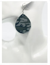 Load image into Gallery viewer, Jungle Gray Mini Camo Pattern Leather Earrings - E19-047