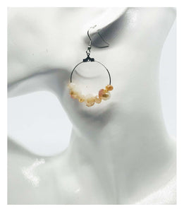 White and Gold Glass Bead Hoop Earrings - E19-113