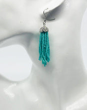 Load image into Gallery viewer, Turquoise Boho Style Glass Bead Tassel Earrings - E19-142