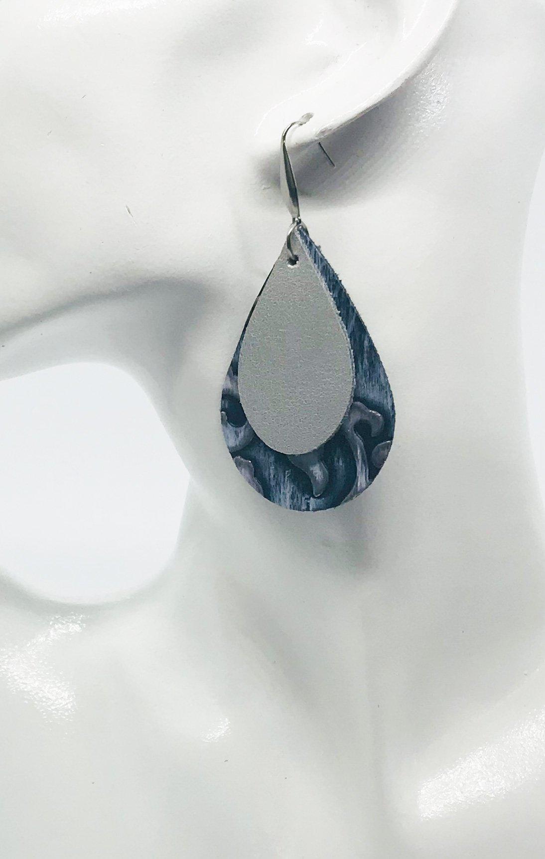 Leather and Faux Leather Layered Earrings - E19-190