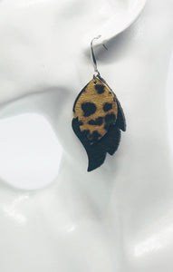 Black and Leopard Genuine Leather Earrings - E19-191