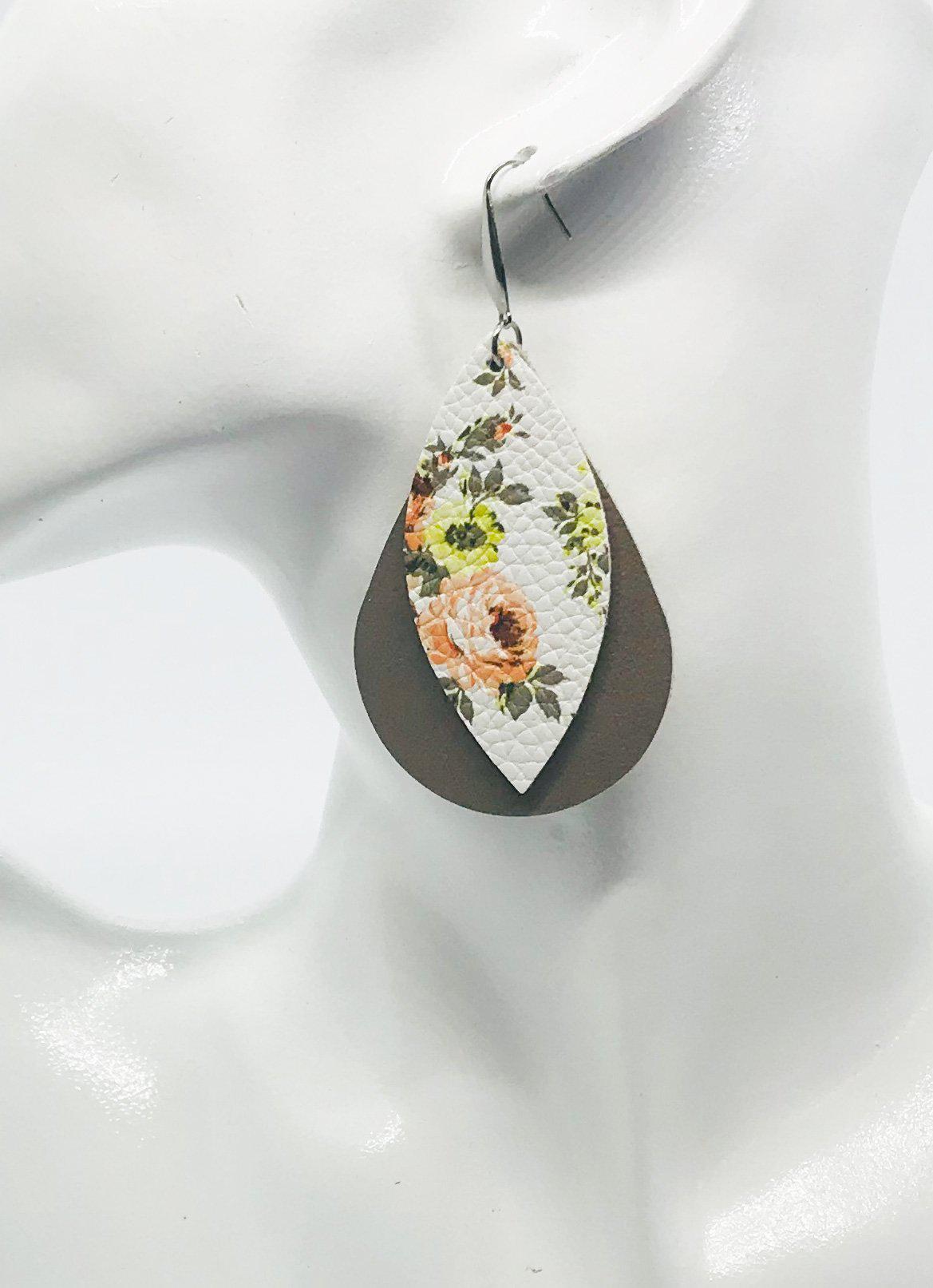 Taupe Layered Leather Earrings - E19-206