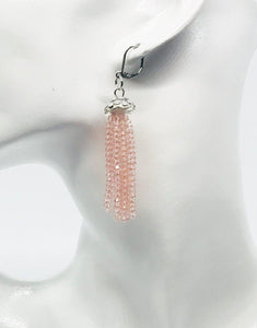 Pink Boho Style Glass Bead Tassel Earrings - E19-310
