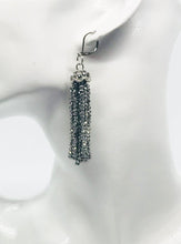 Load image into Gallery viewer, Silver Boho Style Glass Bead Tassel Earrings - E19-311
