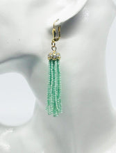 Load image into Gallery viewer, Mint Green Boho Style Glass Bead Tassel Earrings - E19-320