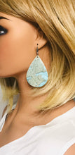 Load image into Gallery viewer, Hair On Turquoise Metallic Leather Earrings - E19-1919