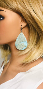 Hair On Turquoise Metallic Leather Earrings - E19-1919