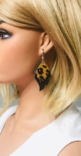 Load image into Gallery viewer, Black and Leopard Genuine Leather Earrings - E19-191