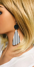 Load image into Gallery viewer, Black and White Striped Leather Earrings - E19-1921
