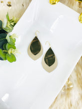 Load image into Gallery viewer, Metallic Gold and Green Genuine Leather Earrings - E19-1925